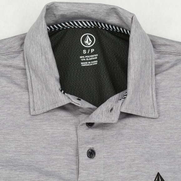 Volcom Polo Shirt Small Mens Hazard Performance Short Sleeve Jersey Heather Grey - Picture 3 of 8